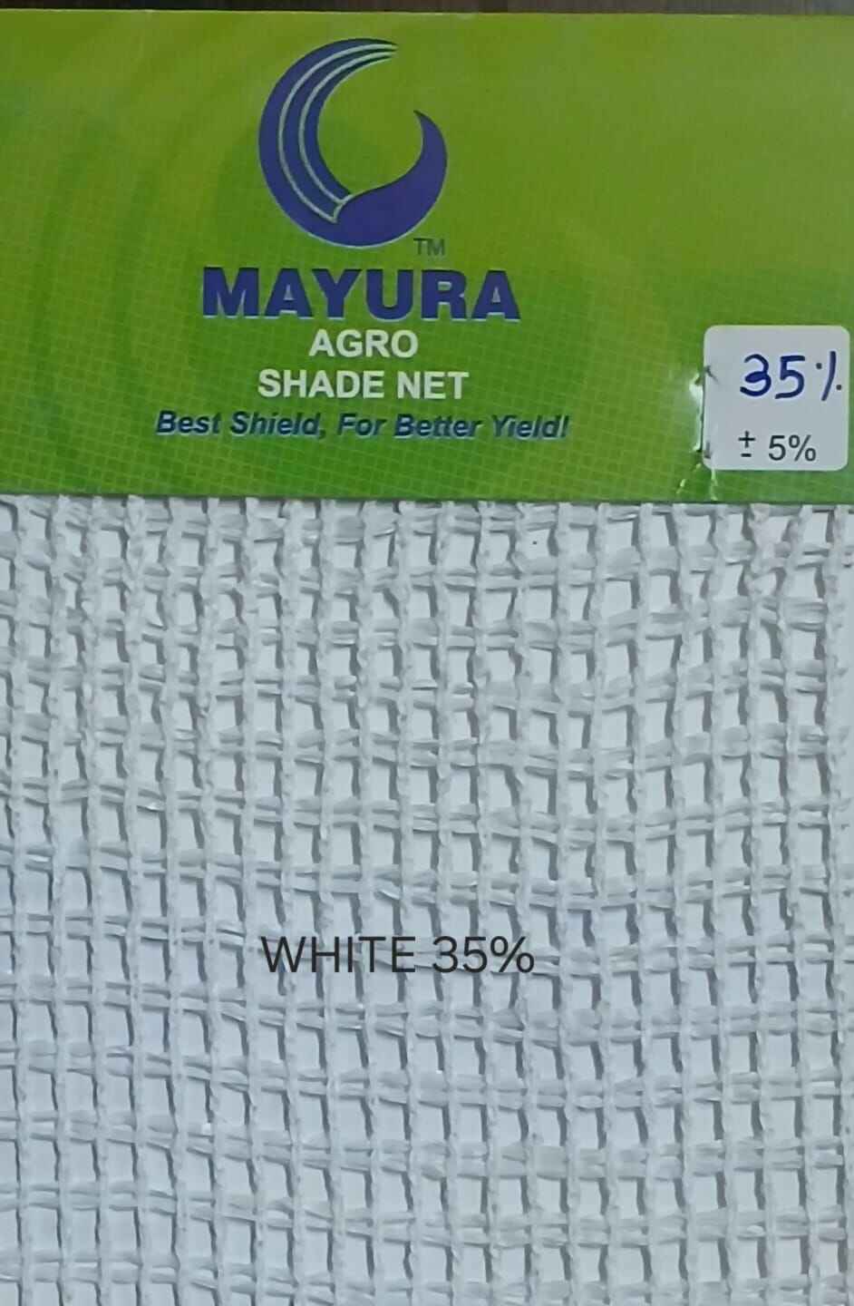 Mayura white shade net swatch — 35% shading