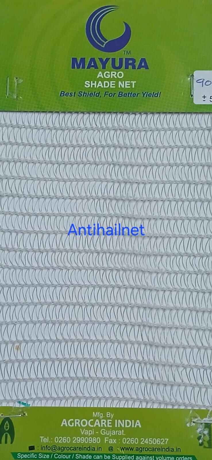 Mayura anti-hail net swatch — white, 90% shading